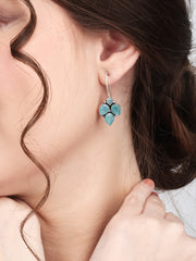 Silver Oxidised finish Mint stone work drop earring
