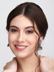 Contemporary Jhumka with Monalisa Stone - Pink