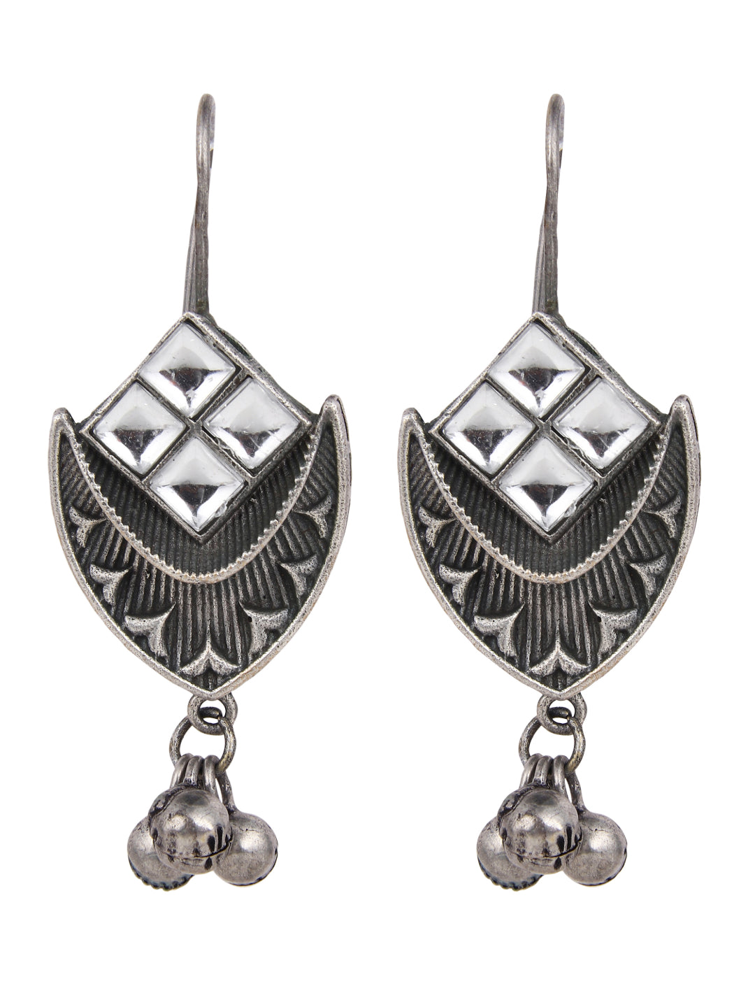 Contemporary Earring with Crescent Moon & ghungroo drops