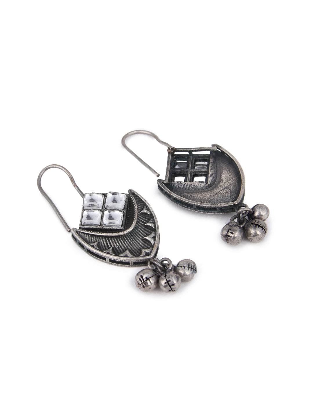 Contemporary Earring with Crescent Moon & ghungroo drops