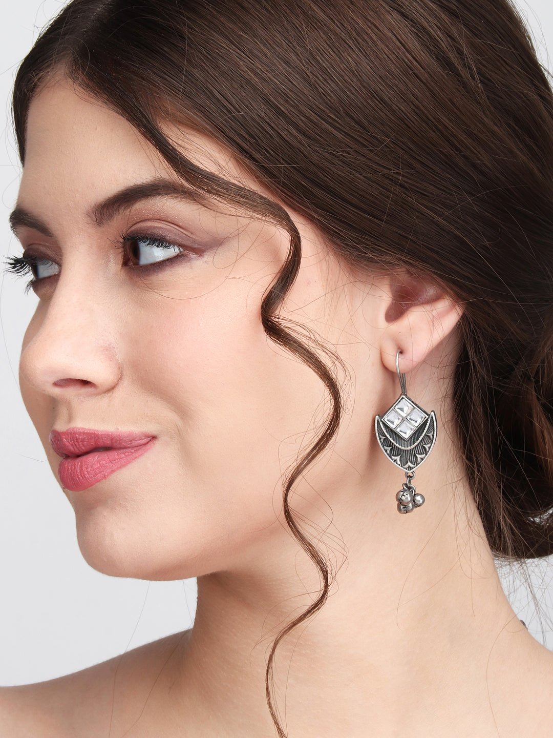 Contemporary Earring with Crescent Moon & ghungroo drops