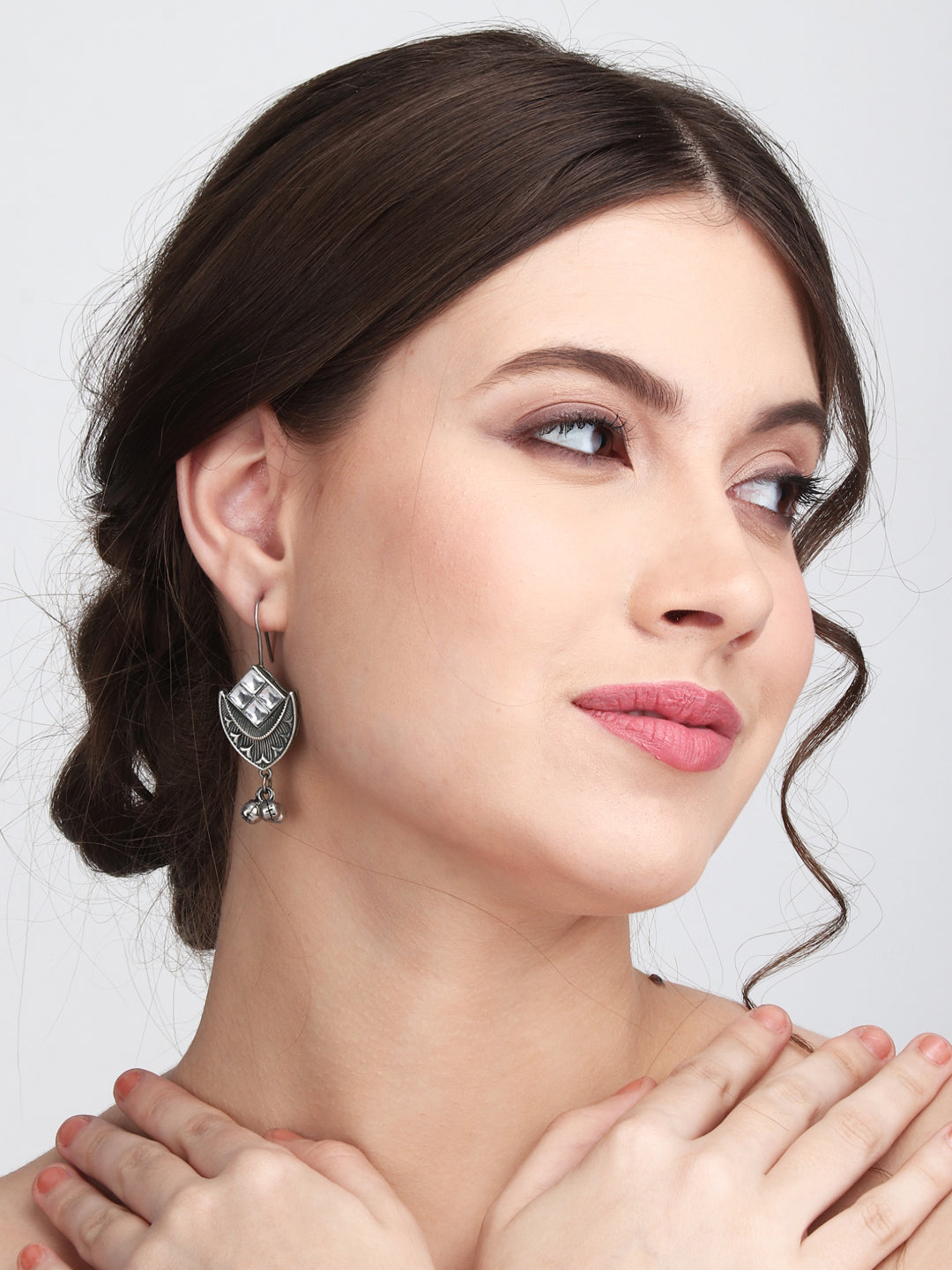 Contemporary Earring with Crescent Moon & ghungroo drops