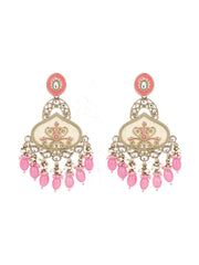 Mother of pearl Chandbali with Pink Meenakari & Pink pearl drops