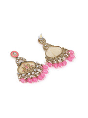 Mother of pearl Chandbali with Pink Meenakari & Pink pearl drops