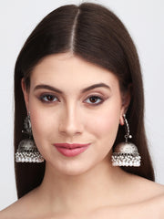 Matt Silver Contemporary Jhumka White