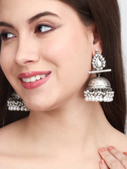 Matt Silver Contemporary Jhumka White