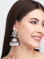 Matt Silver Contemporary Jhumka White