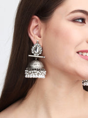 Matt Silver Contemporary Jhumka White