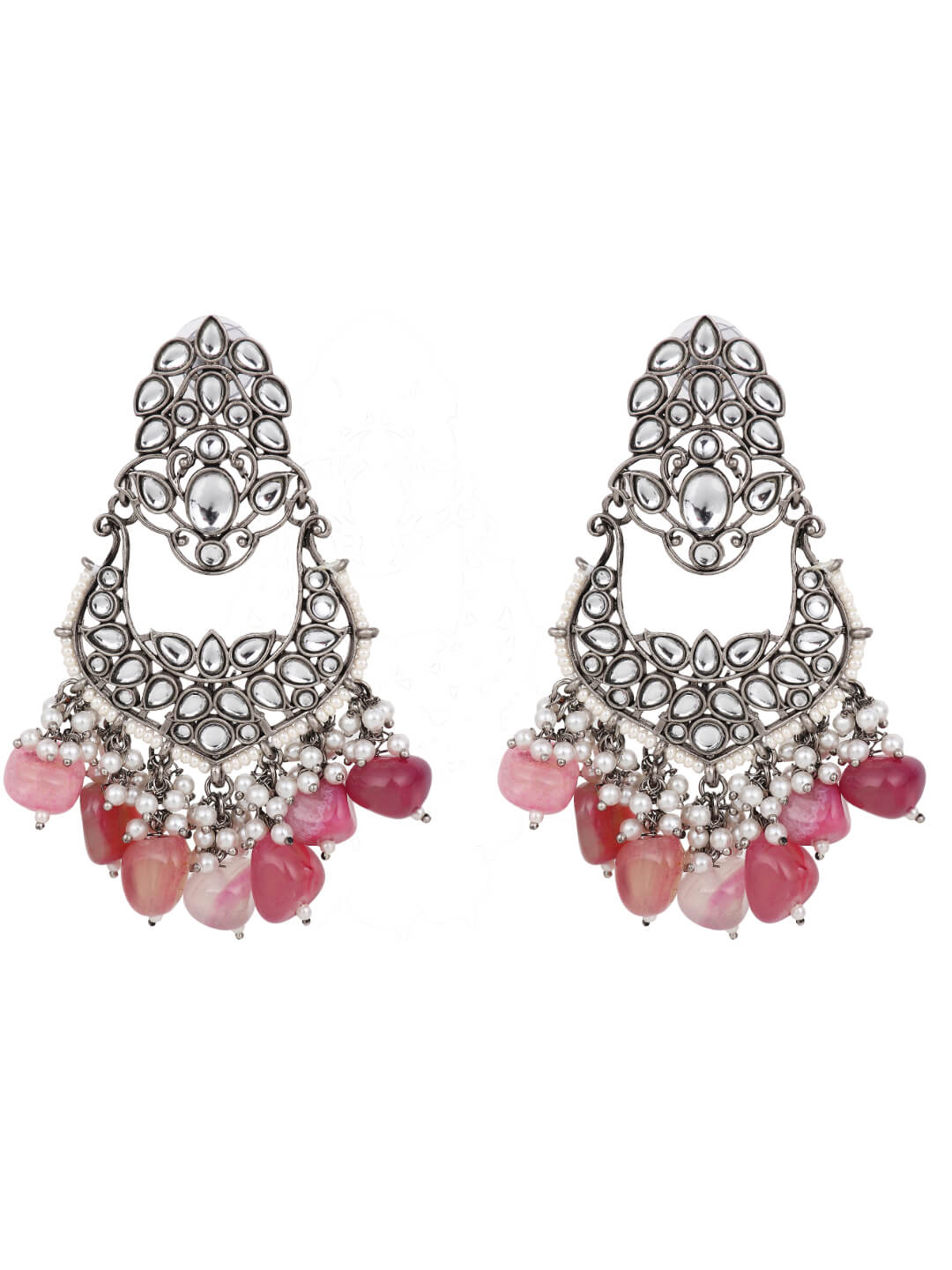 Kundan & natural Stone drop Chandbali