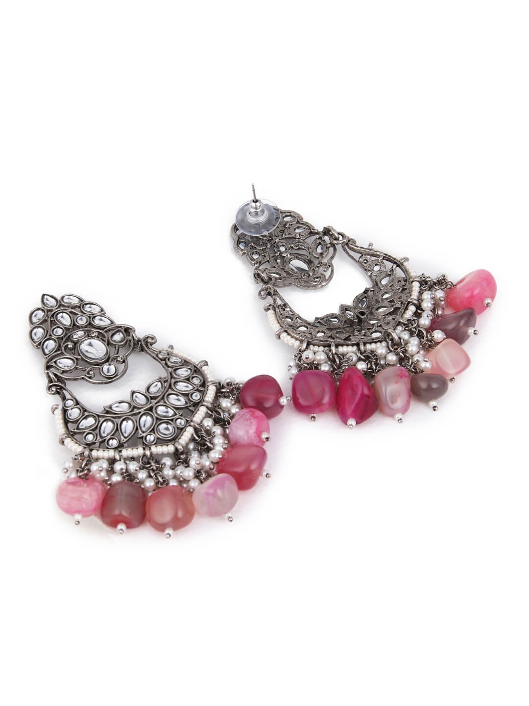 Kundan & natural Stone drop Chandbali