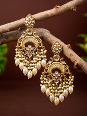 Mother of pearl Chandbali with Kundan & pearl drop