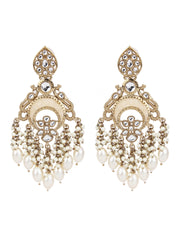 Mother of pearl Chandbali with Kundan & pearl drop