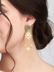 Contemporary Drop Earring Sage green