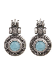 Silver Oxydised Trishul Stud Earring