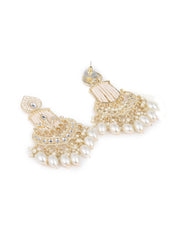 Gold-Plated Chandbali Earrings with Kundan & Artificial Pearl Drops