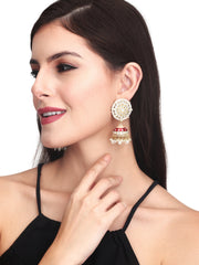 Gold plated kundan & Meenakari Jhumka Earring