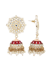 Gold plated kundan & Meenakari Jhumka Earring