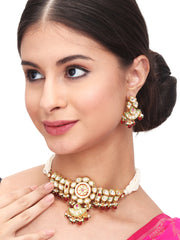 Gold plated kundan Choker necklace set with Earring