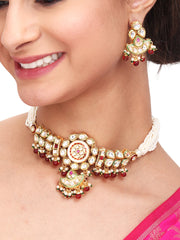 Gold plated kundan Choker necklace set with Earring