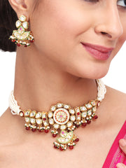 Gold plated kundan Choker necklace set with Earring