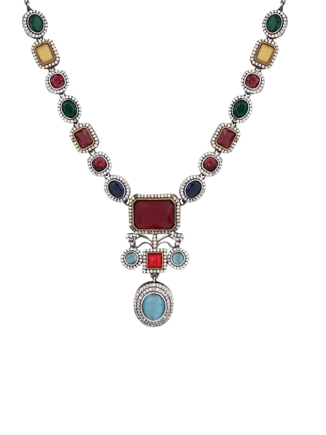 Gold plated Multi colouredCZ stone jewellery set