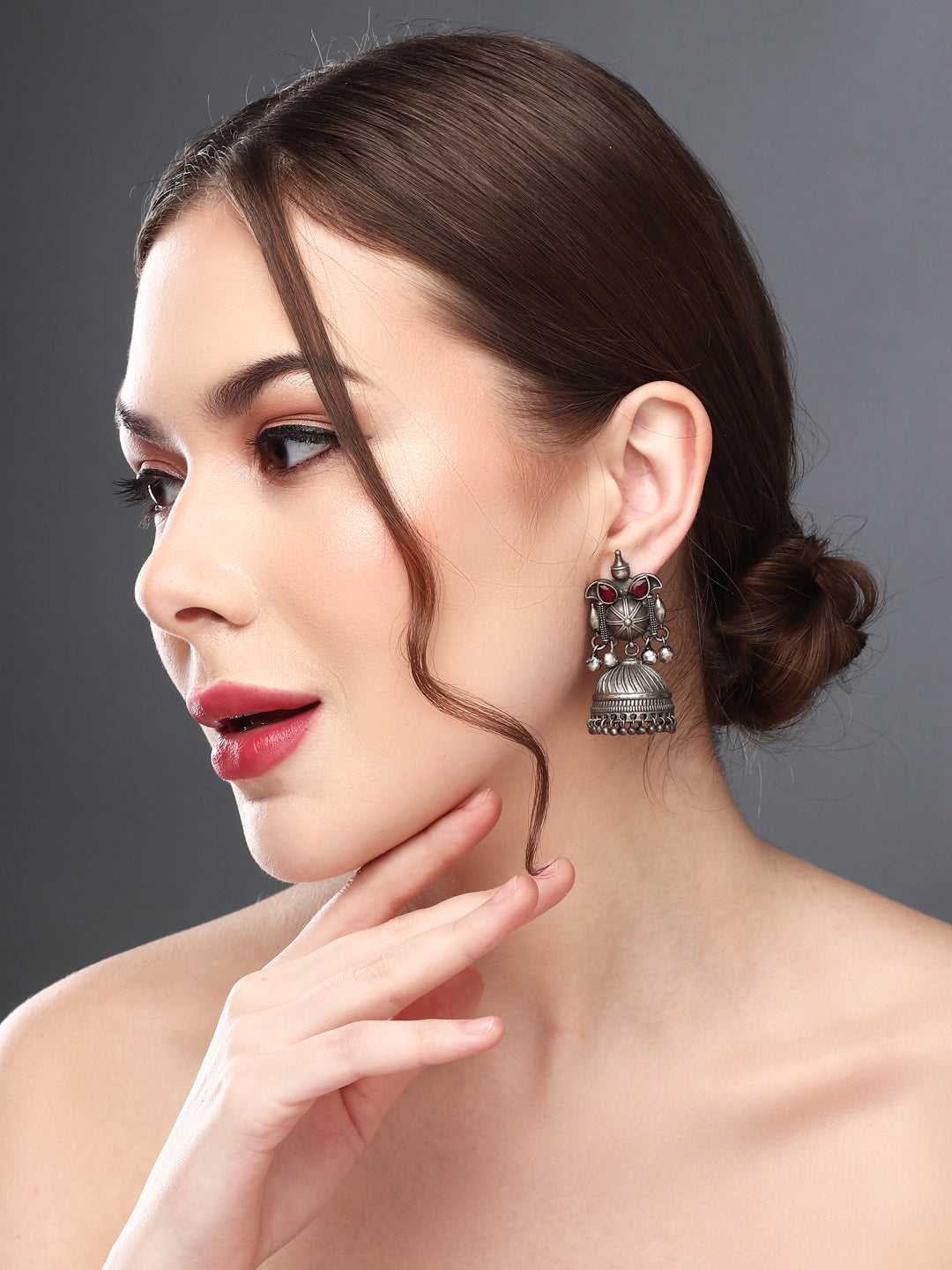 Silver Oxydised Plated Jhumka