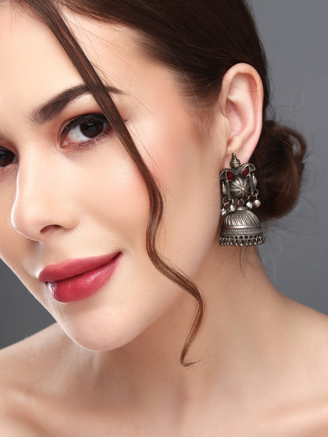 Silver Oxydised Plated Jhumka