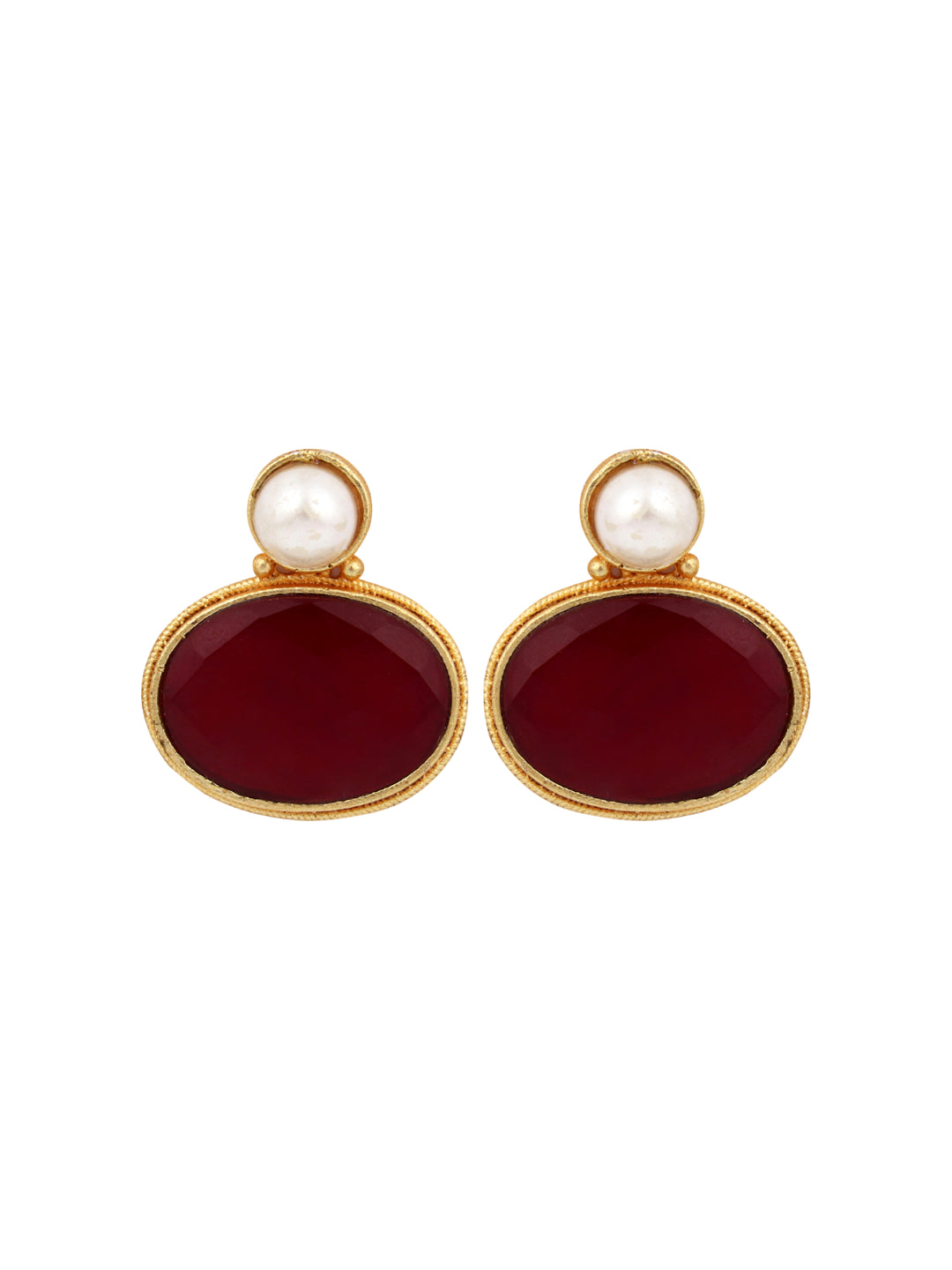 Monalisa Stone Studs Earring Red