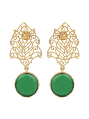 Drop Earring with filligiri leaf Green