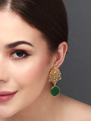 Drop Earring with filligiri leaf Green