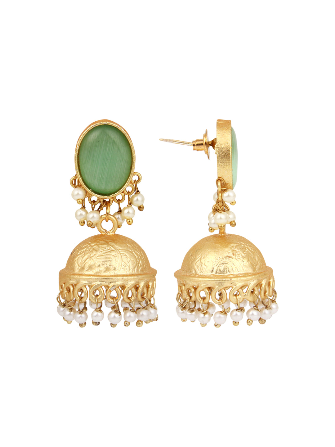 Gold plated Jhumka Earring Green