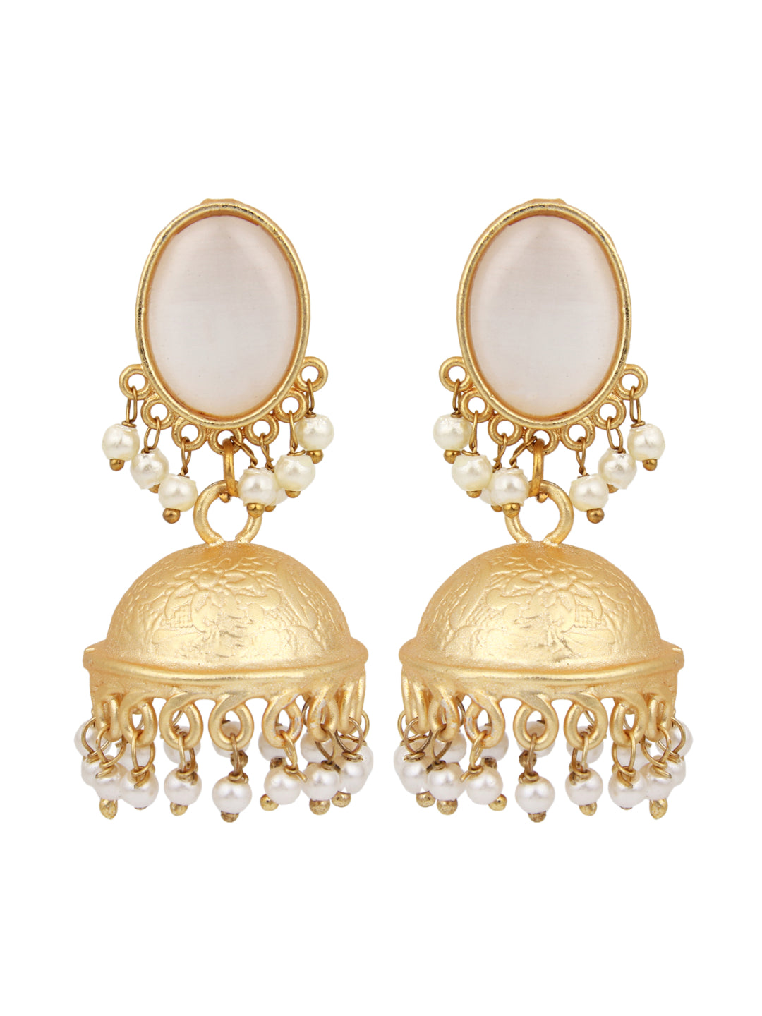 Gold plated Jhumka Earring White