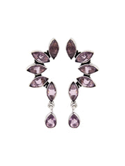 Silver Oxidised finish Red Monalisa stone drop earring (Copy)