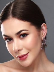 Silver Oxidised finish Red Monalisa stone drop earring (Copy)