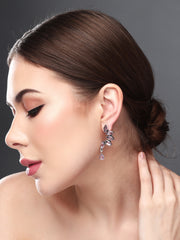 Silver Oxidised finish Red Monalisa stone drop earring (Copy)