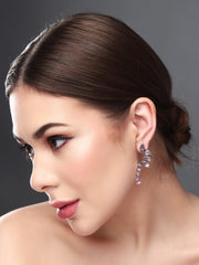 Silver Oxidised finish Red Monalisa stone drop earring (Copy)
