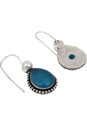 Silver Oxydised Blue drop earring