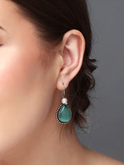 Silver Oxydised Mint drop earring
