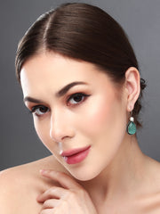 Silver Oxydised Mint drop earring