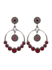 Silver Oxydised plated Circular Drop Earring
