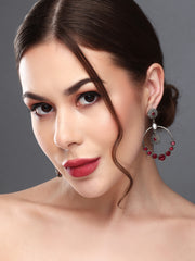 Silver Oxydised plated Circular Drop Earring