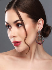 Silver Oxydised plated Circular Drop Earring