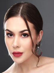 Silver Oxydised plated Circular Drop Earring