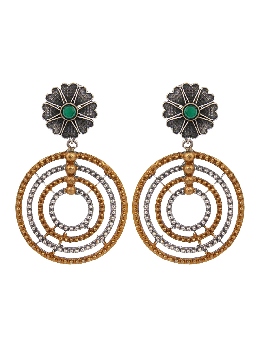 Dual tone Circular Drop Earring