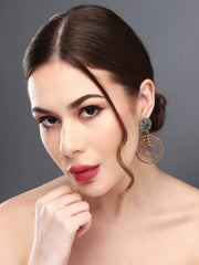 Dual tone Circular Drop Earring