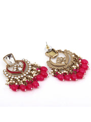 Gold plated kundan & Meenakari Chandbali Earring PINK