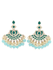 Gold plated kundan & Meenakari Chandbali Earring Blue
