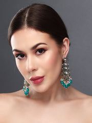 Gold plated kundan & Meenakari Drop Earring Blue