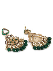 Gold plated kundan & Mother of Pearl Chandbali Green