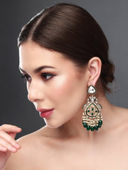 Gold plated kundan & Mother of Pearl Chandbali Green